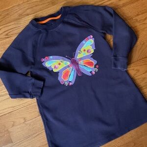 Mini Boden Navy Long Sleeve with Colorful Butterfly